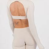 MONROE LONG SLEEVE CROP - PEARL